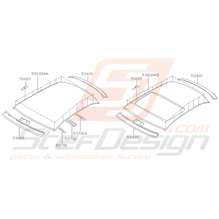 Schéma Panneau de Toit Origine Subaru GT 1993 - 2000