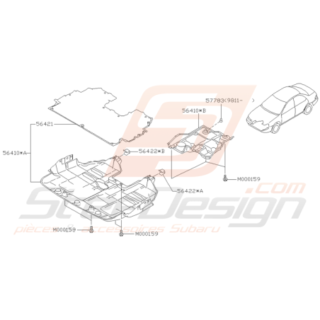 Schéma de Carter Sous Moteur Origine Subaru GT 1997 - 2000