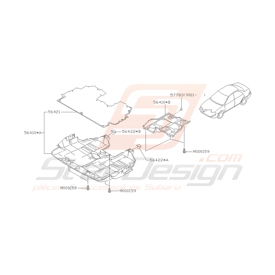 Schéma de Carter Sous Moteur Origine Subaru GT 1997 - 2000