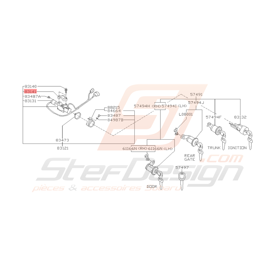 Cadre de Serrure Origine Subaru Impreza GT 1993 - 1997