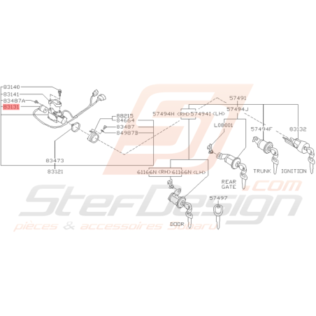 Barillet de Serrure Origine Subaru Impreza GT 1993 - 1997