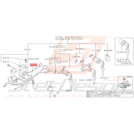 Antenne d'Antidémarrage Origine Subaru Impreza GT 1999 - 2000