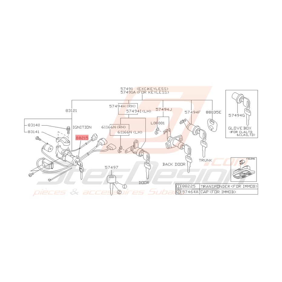 Antenne d'Antidémarrage Origine Subaru Impreza GT 1999 - 2000