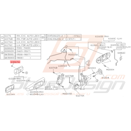 Ecrou de Poignée Intérieure Origine Subaru Impreza GT 1993 - 2000