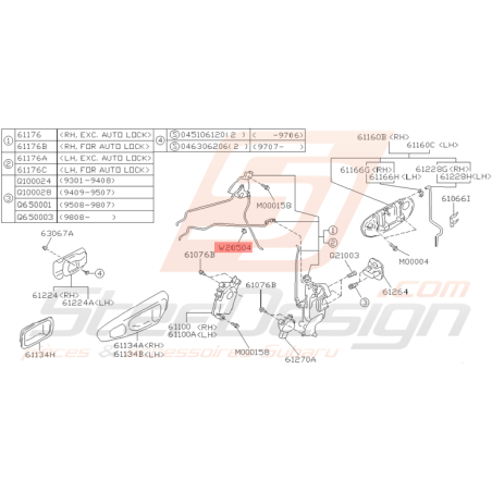 Clips Blanc de Sytème de Fermeture de Porte Avant Subaru GT 93 - 00