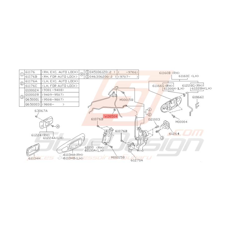 Clips Blanc de Sytème de Fermeture de Porte Avant Subaru GT 93 - 00