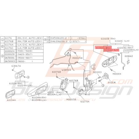 Fixation de Poignée de Porte Avant Origine Subaru GT 1993 - 2000