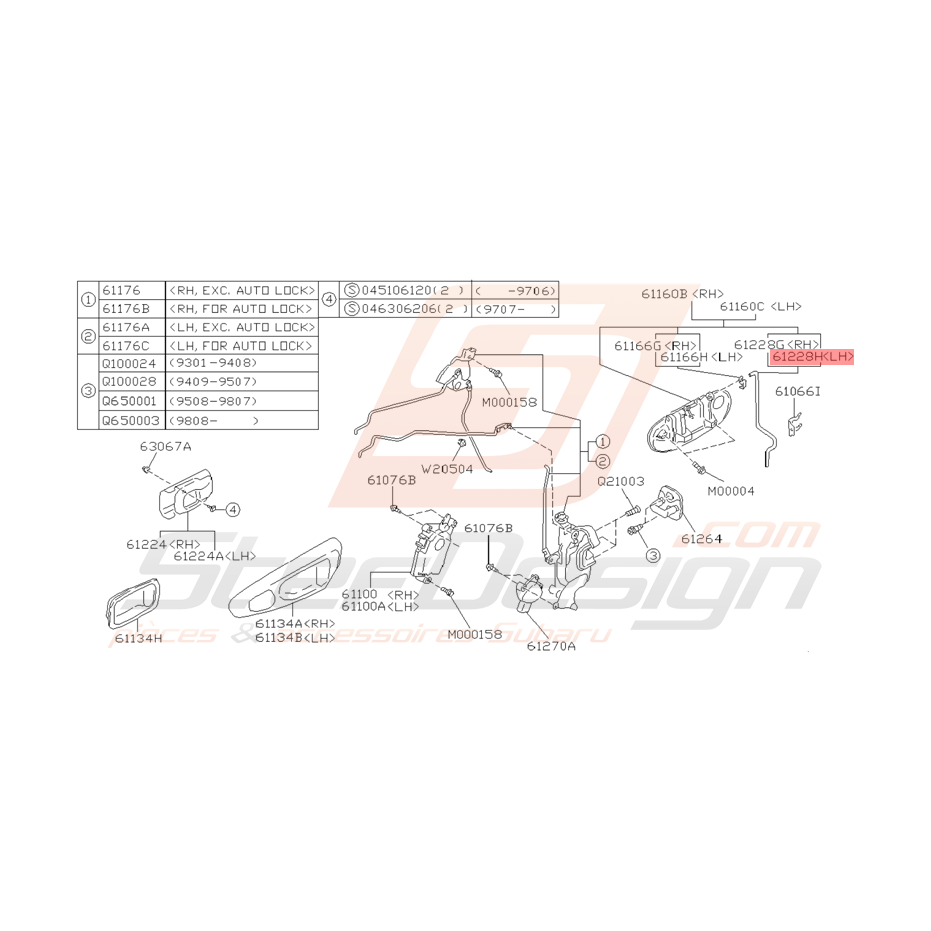 Tige de Manivelle Extérieure Côté Gauche Origine Subaru GT 93 - 00