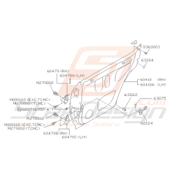 Schéma de Porte Arrière Origine Subaru Impreza GT 1993 - 2000