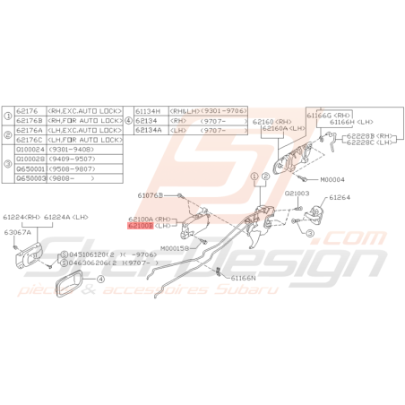 Moteur de porte Arrière Origine Subaru Impreza GT 1993 - 2000