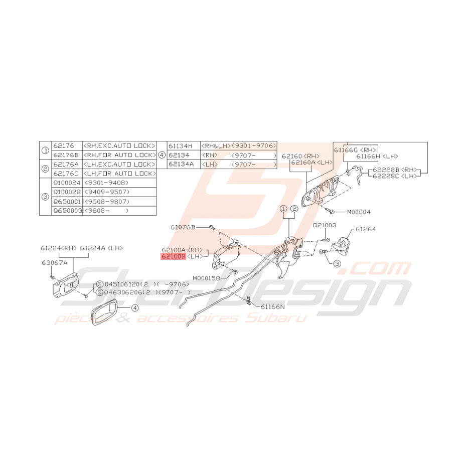 Moteur de porte Arrière Origine Subaru Impreza GT 1993 - 2000
