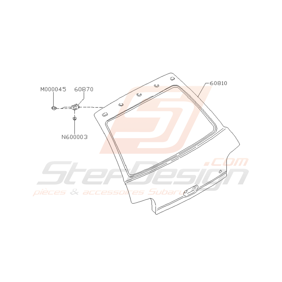 Schéma Hayon Arrière Origine Subaru GT 1993 - 2000 Schéma Hayon Arrière Origine Subaru GT 1993 - 2000