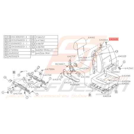 Manchon Appuie Tête Origine Subaru Impreza GT 1993 - 1996