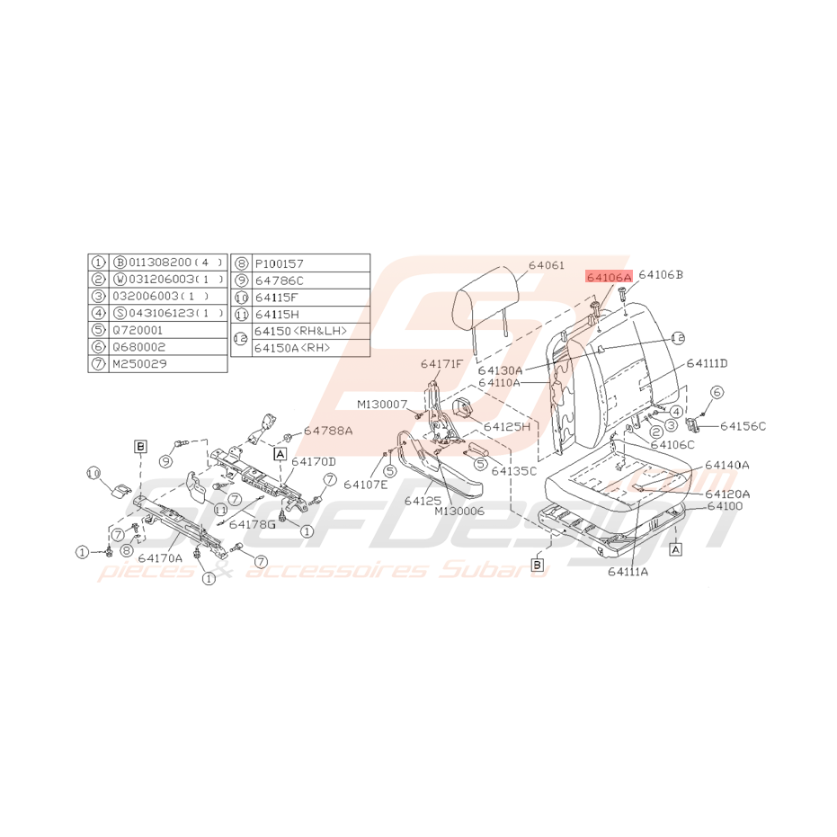 Silent Bloc de Siège Passager Origine Subaru GT 1995 - 1996 Silent Bloc de Siège Passager Origine Subaru GT 1995 - 1996