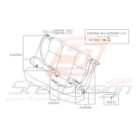 Schéma Ceintures de Sécurité Arrières Origine Subaru GT 1993 - 2000