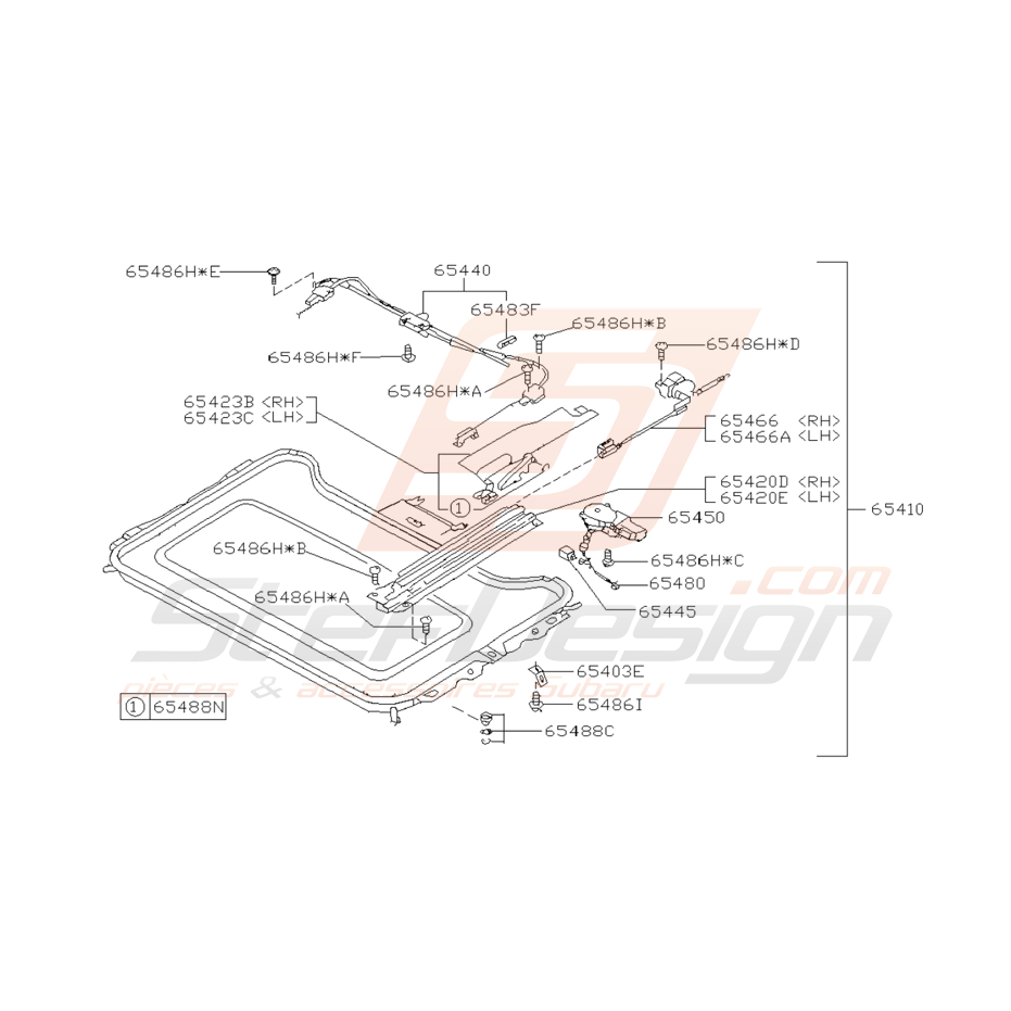 Schéma de Toit Ouvrant Origine Subaru GT 1993 - 2000