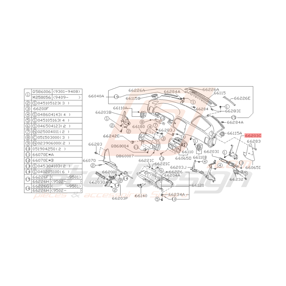 Renfort Passager Origine Subaru Impreza GT 1993 - 2000