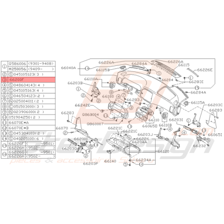 Support Pare Soleil Origine Subaru Impreza GT 1993 - 1997