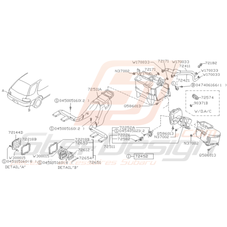 Schéma de Système de chauffage Origine Subaru Impreza GT 93 - 96