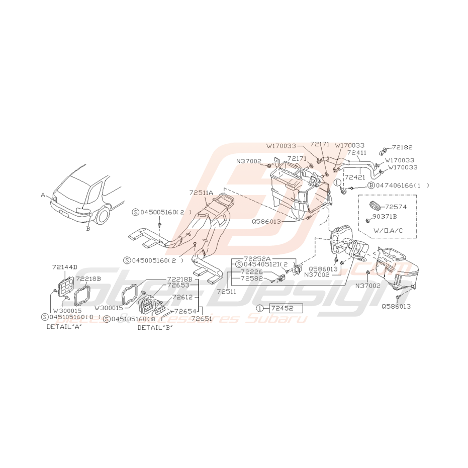 Schéma de Système de chauffage Origine Subaru Impreza GT 93 - 96 Schéma de Système de chauffage Origine Subaru Impreza GT 93 - 96