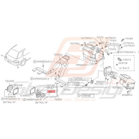 Volet de Grille de chauffage Origine Subaru GT 1993 - 1996