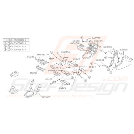 Schéma tableau de contrôle Origine Subaru Impreza GT 1993-1997