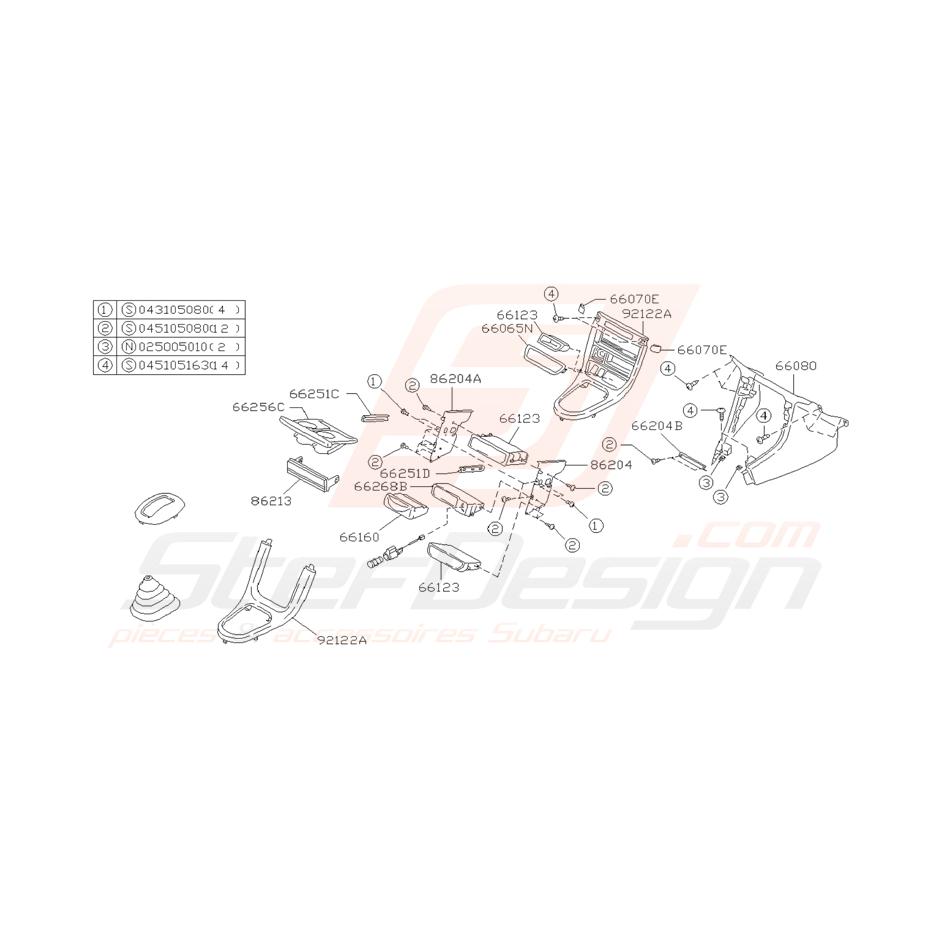 Schéma tableau de contrôle Origine Subaru Impreza GT 1993-1997