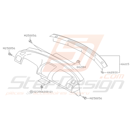 Schéma Haut de Tableau de Bord Origine Subaru GT 1998 - 2000