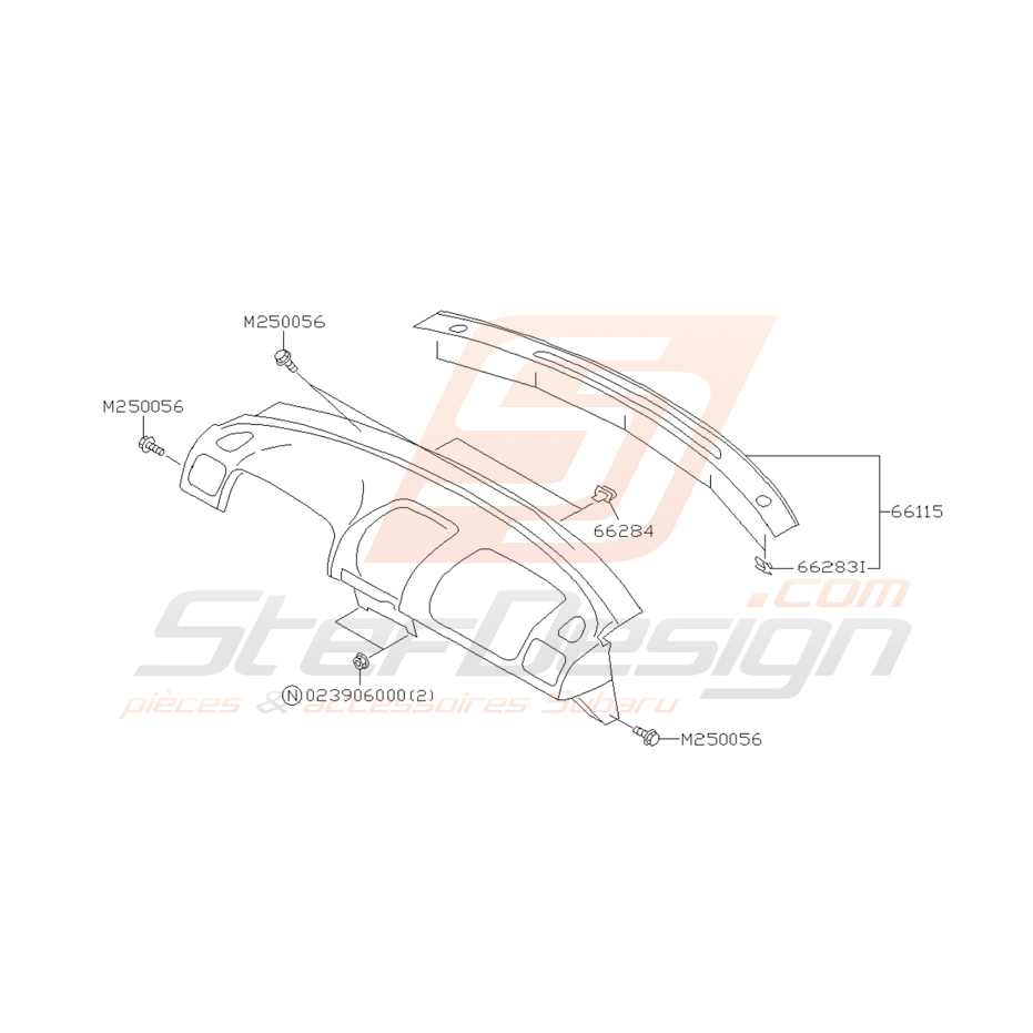 Schéma Haut de Tableau de Bord Origine Subaru GT 1998 - 2000