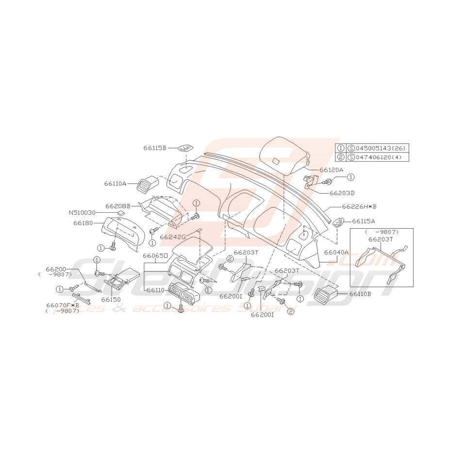 Schéma Système Tableau de Bord Origine Subaru GT 1998 - 2000
