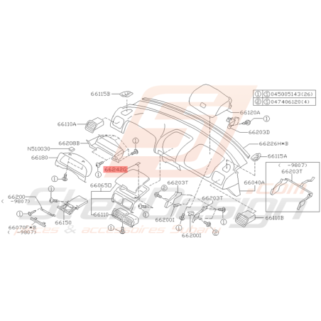 Couvercle Centrale Tableau de Bord Origine Subaru GT 98 - 00