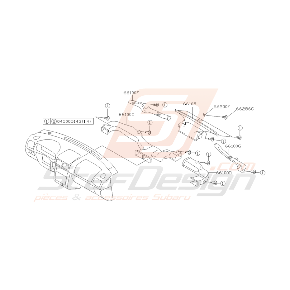 Schéma de Conduit de chauffage Origine Subaru GT 1998 - 2000