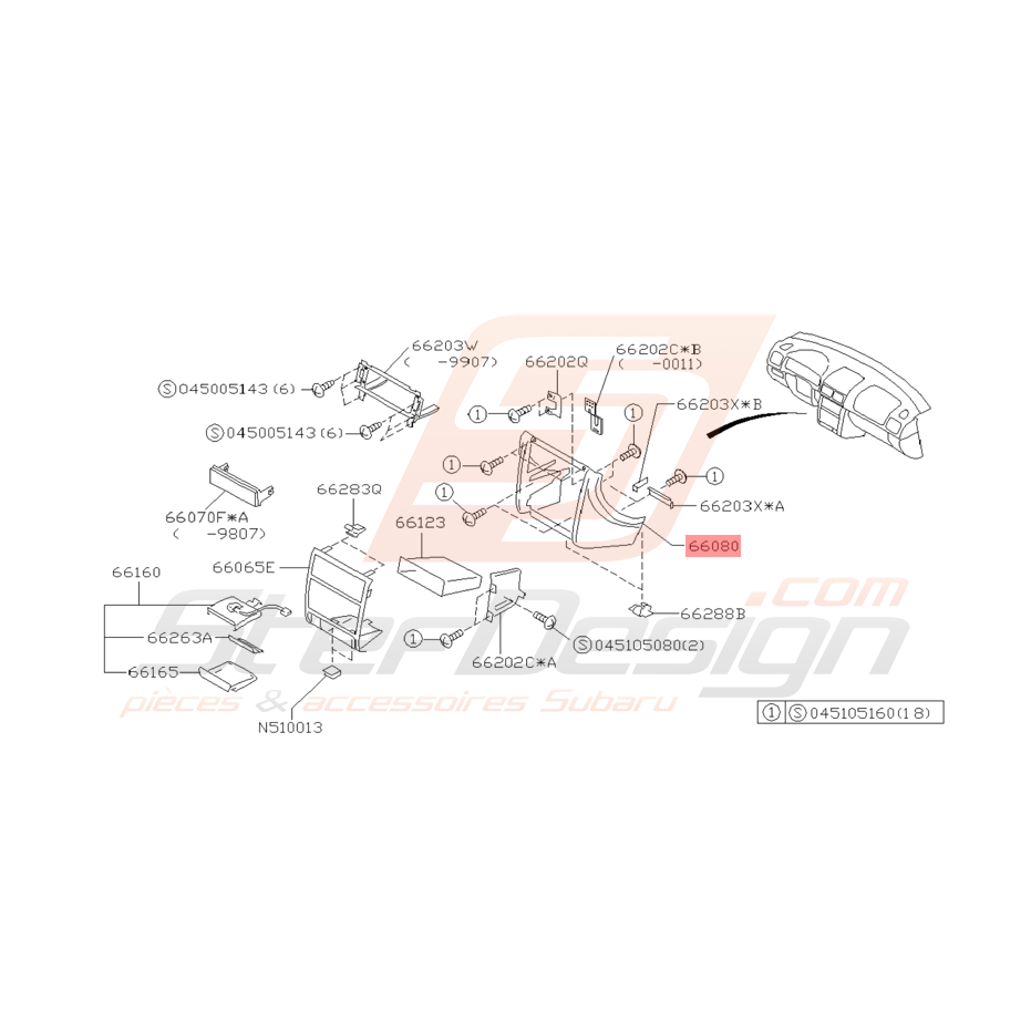 Console de Tableau de Bord Origine Subaru GT 1998 - 2000