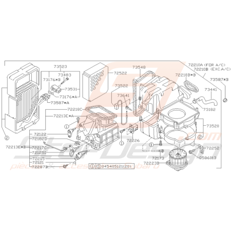 Schéma Système de Ventilation et Clim Origine Subaru GT 97 - 00