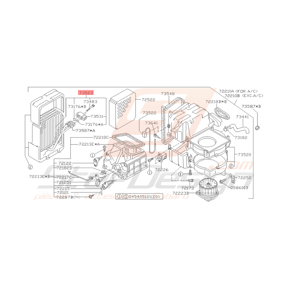 Evaporateur Origine Subaru GT 1998 - 2000