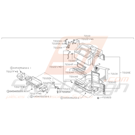 Schéma Unité de Chauffage Origine Subaru Impreza GT 1993 - 1996