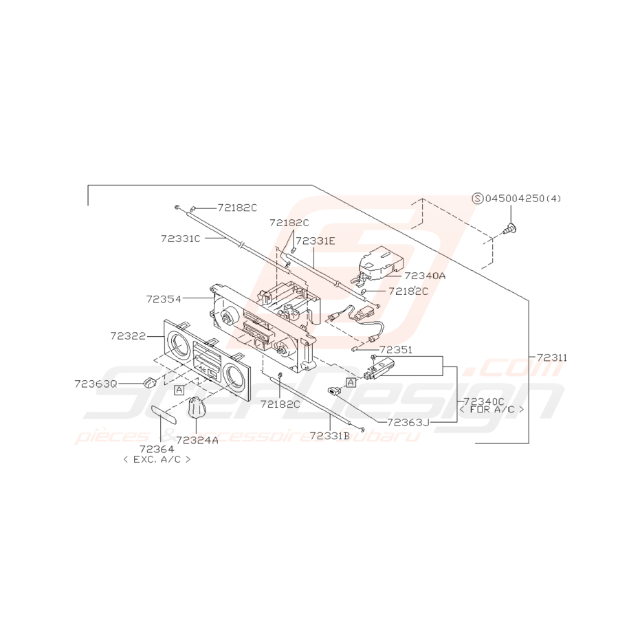 Schéma commande de chauffage Origine Subaru Impreza GT 1993-1996