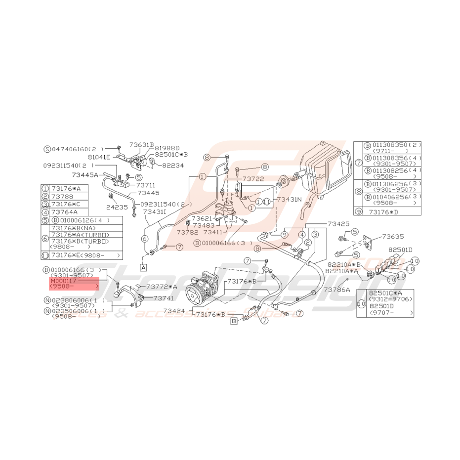 Vis de climatisation Origine Subaru GT 08/1995 - 2000