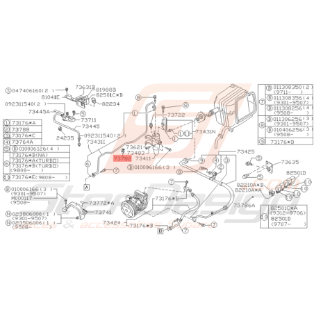 Attache Durite de Climatisation Origine Subaru Impreza GT 93 - 00