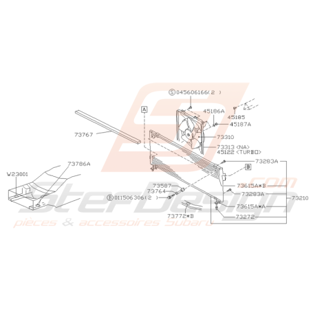 Schéma Radiateur de Climatisation Origine Subaru GT 1993 - 2000