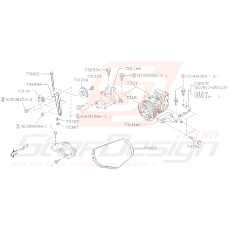 Schéma compresseur Origine Subaru Impreza GT 1993-1996