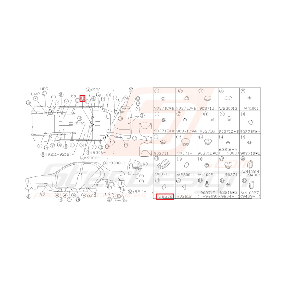 Passe fil Origine Subaru Impreza GT 1993-2000 Passe fil Origine Subaru Impreza GT 1993-2000