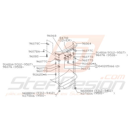 Schéma Becquet de Coffre Origine Subaru Impreza GT 1993 - 2000