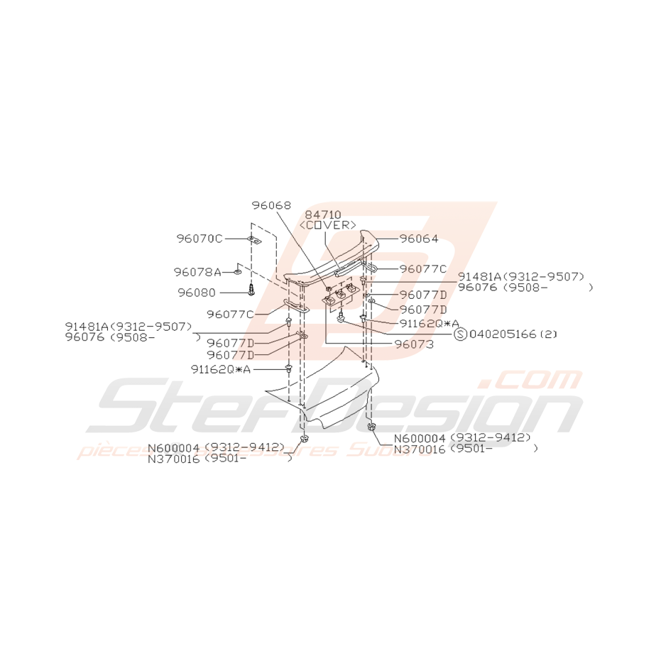 Schéma Becquet de Coffre Origine Subaru Impreza GT 1993 - 2000 Schéma Becquet de Coffre Origine Subaru Impreza GT 1993 - 2000