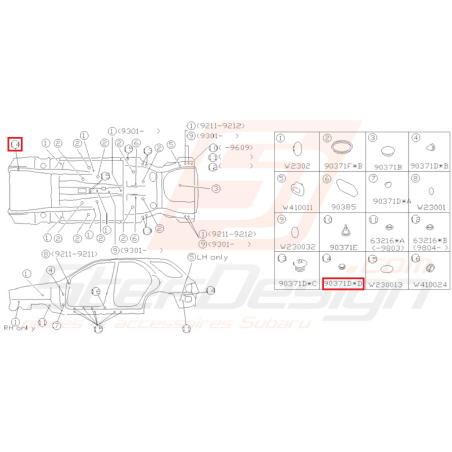 Bouchon carrosserie Origine Subaru Impreza GT 1993-2000