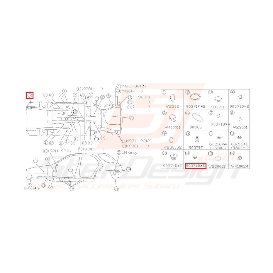 Bouchon carrosserie Origine Subaru Impreza GT 1993-2000 Bouchon carrosserie Origine Subaru Impreza GT 1993-2000