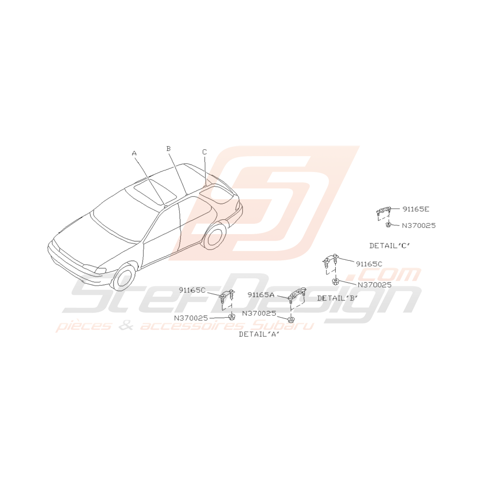 Schéma de Longeron de Toit Subaru Impreza GT 1993 - 2000