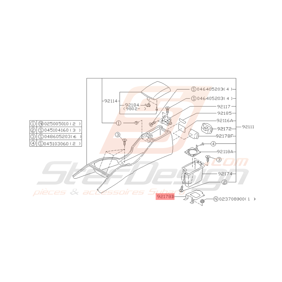 Support de Console Arrière Origine Subaru Impreza GT 1993 - 1997