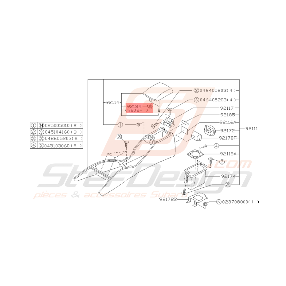 Verrou Console Centrale Origine Subaru Impreza GT 1998 - 2000 Verrou Console Centrale Origine Subaru Impreza GT 1998 - 2000