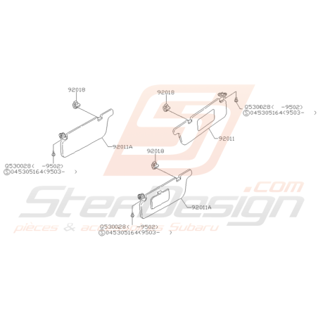Schéma Pare Soleil Origine Subaru GT 1993 - 2000